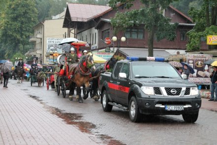 Pochód dożynkowy w Wiśle - samochód strażacki
