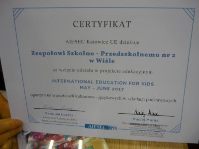 Certyfikuat za udział w projekcie