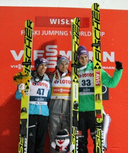 Stefan Kraft, Kamil Stoch i Andreas Wellinger (od lewej)