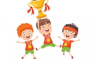 Grafika dzieci z medalami