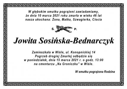 Zawiadomienie o pogrzebie