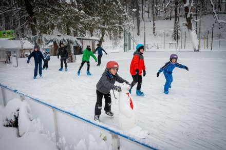 Łyżwiarze na lodowisku