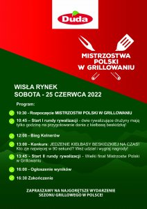 Plakat z programem Mistrzostw Polski w Grillowaniu