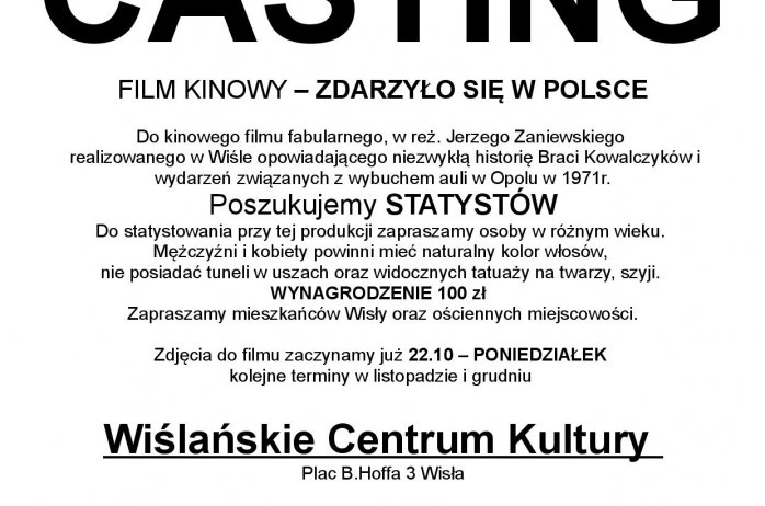 Plakat promujący casting