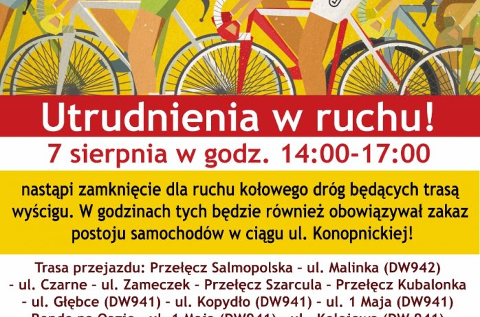 Afisz informacyjny o utrudnieniach w ruchu