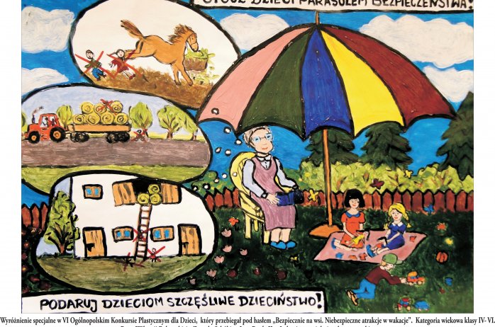 Rysunek "Otocz dzieci parasolem bezpieczeństwa"