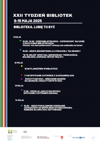 Plakat z programem Tygodnia Bibliotek
