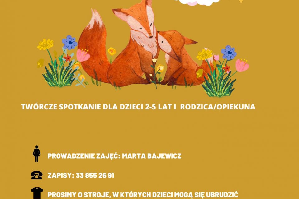 Plakat "ZABAWY RODZINNE" - lisica z małym listiem
