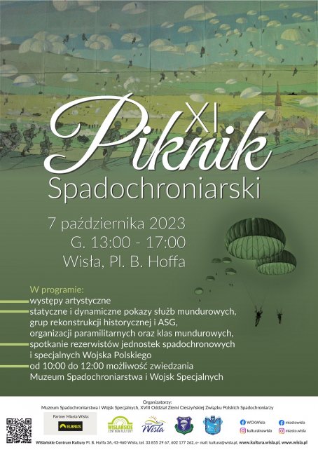 Plakat z programem XI Piknik Spadochroniarski